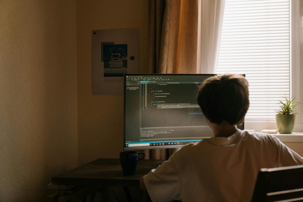 Child at computer desk